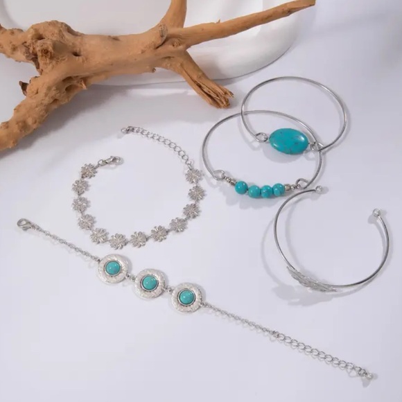 5pc Bohemian Turquoise Bracelet Set💙 - Picture 3 of 4